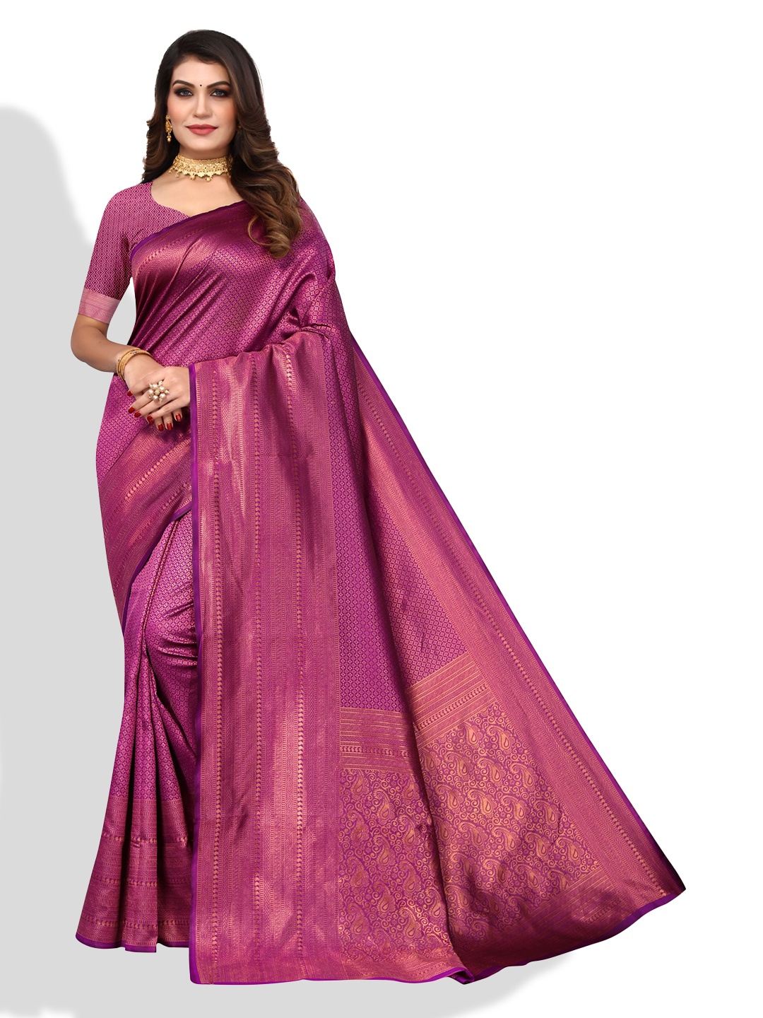

AA-HA!! Woven Design Zari Banarasi Saree, Purple