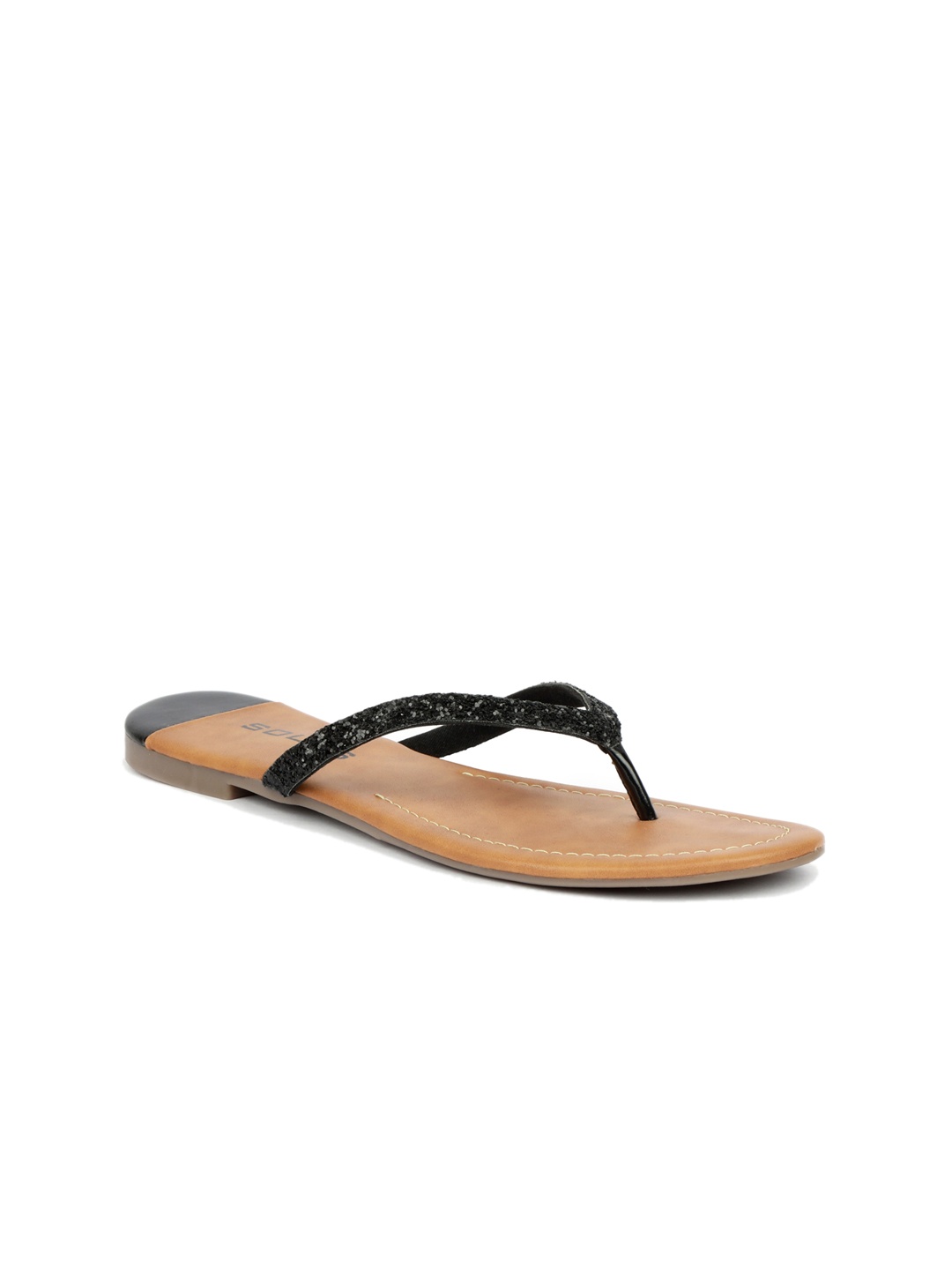 

SOLES Women Embellished Open Toe Flats, Black