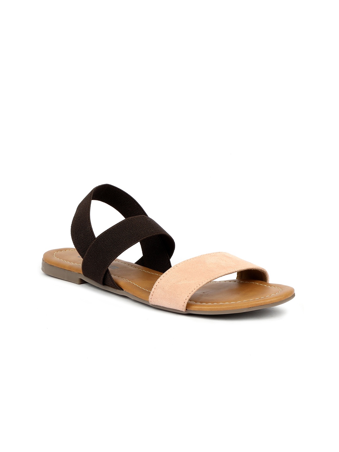 

SOLES Colourblocked Open Toe Flats, Pink