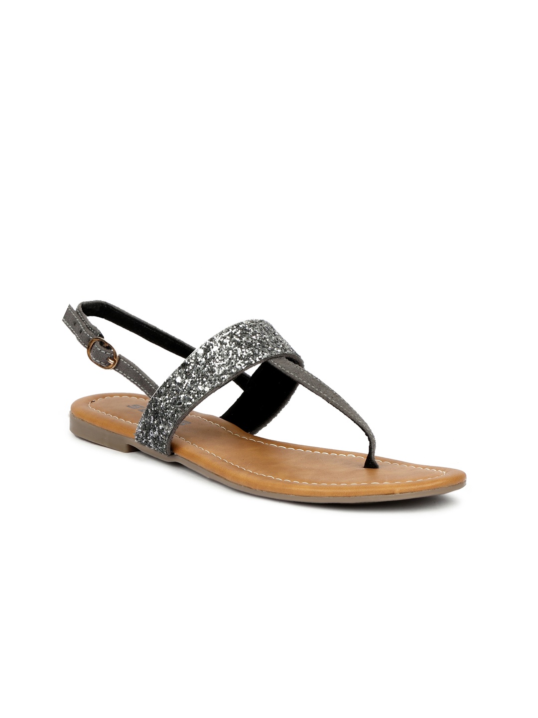 

SOLES Embellished T-Strap Flats, Metallic