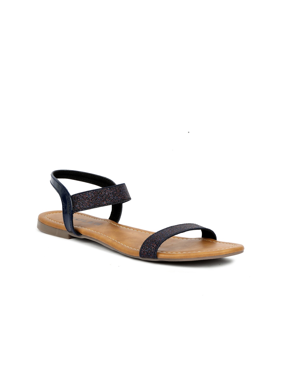 

SOLES Embellished Open Toe Flats, Navy blue