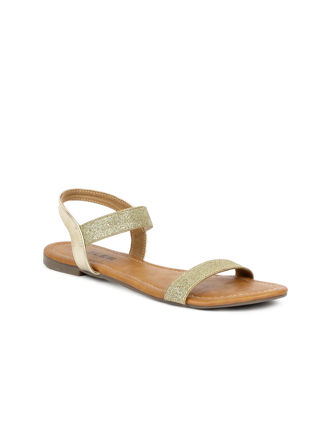 

SOLES Embellished Open Toe Flats, Gold