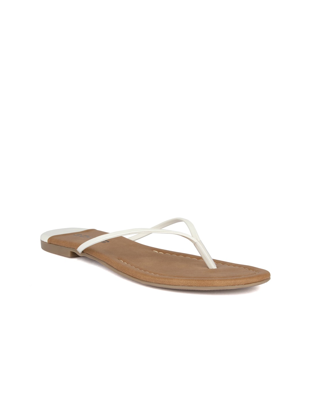 

SOLES Open Toe T-Strap Flats, White
