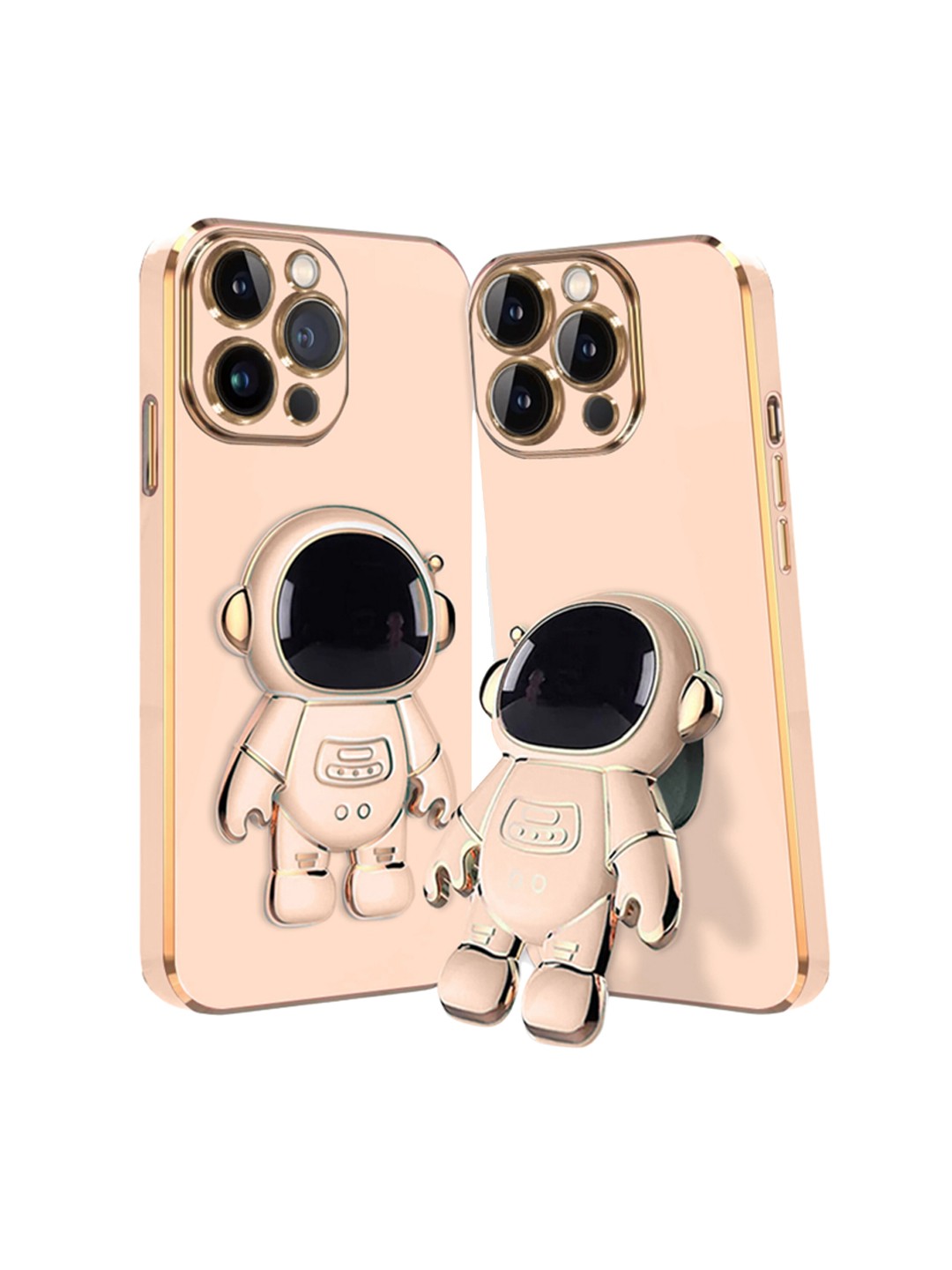 

Karwan iPhone 14 Pro Phone Back Case With Astronaut Holster Stand, Pink