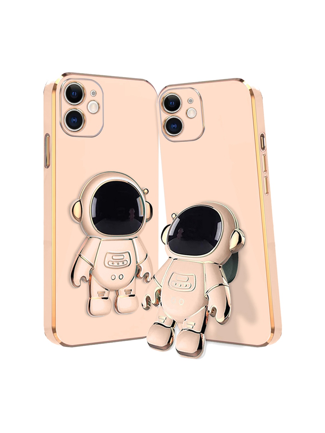 

Karwan iPhone 12 Phone Back Case With Astronaut Holster Stand, Pink