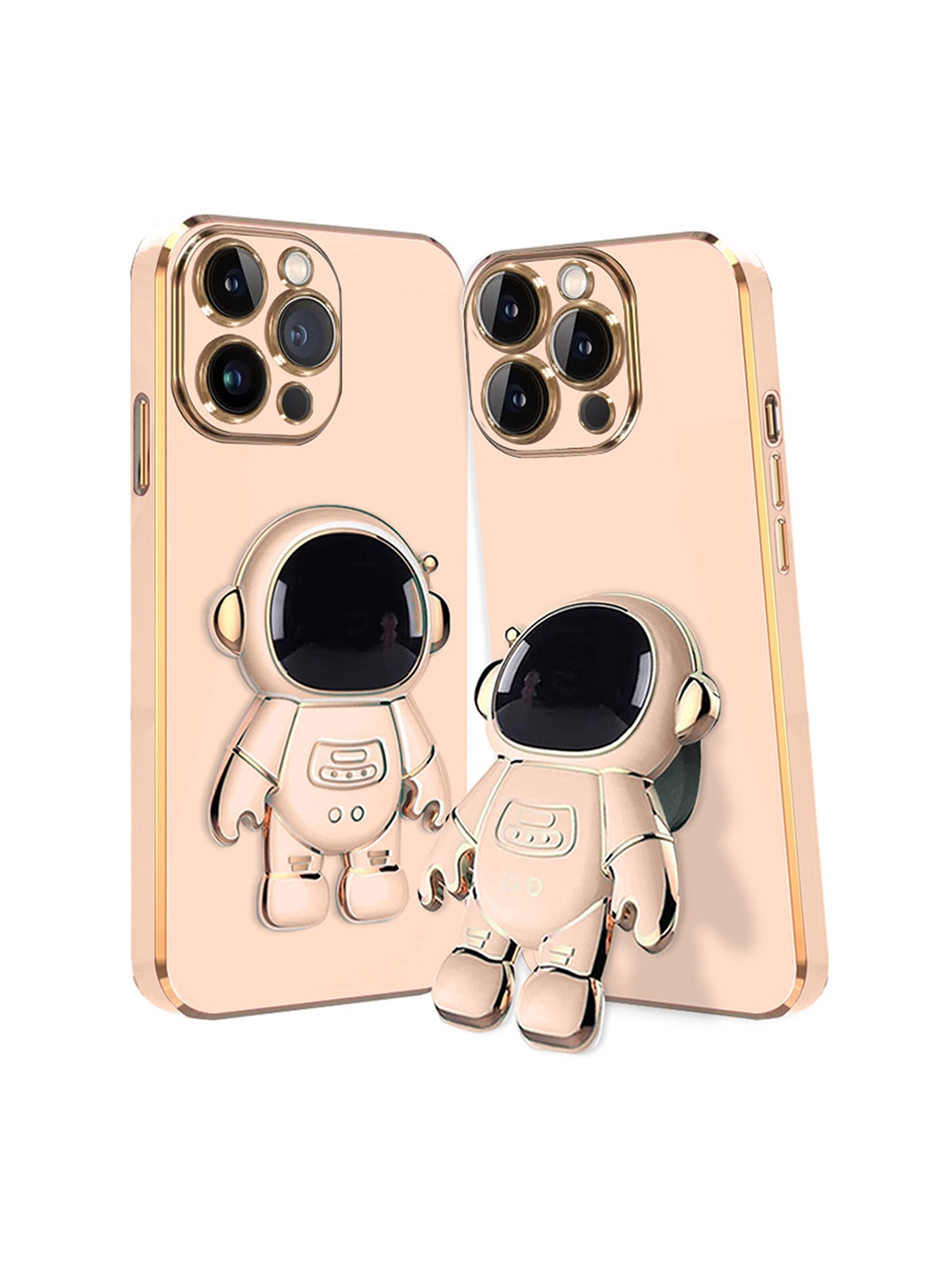 

Karwan iPhone 14 Pro Phone Back Case With Astronaut Holster Stand, Pink