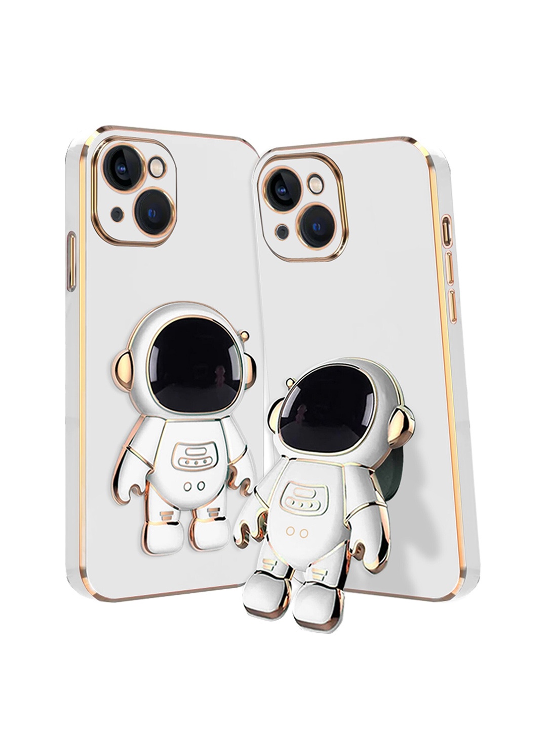 

Karwan iPhone 14 Astronaut Holster Stand Silicone Phone Back Case, White