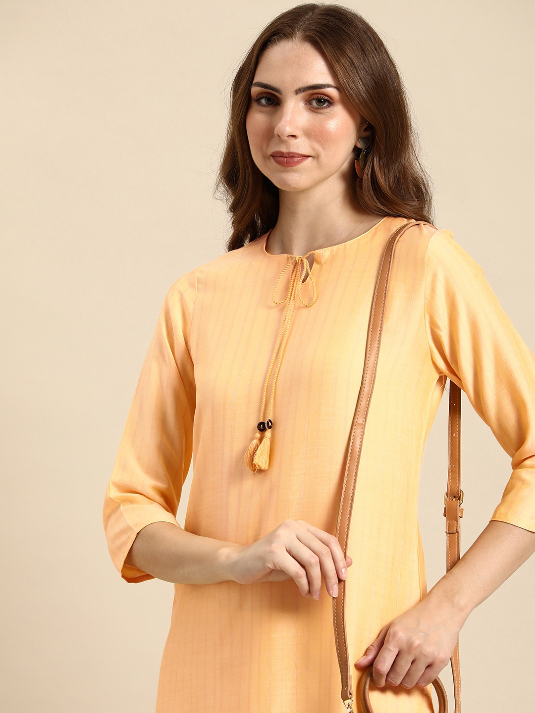 

Anouk Tie-Up Neck Kurta, Yellow
