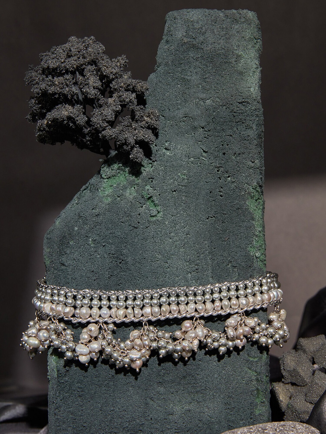 

D'oro Silver-Plated Pearl Studded Necklace