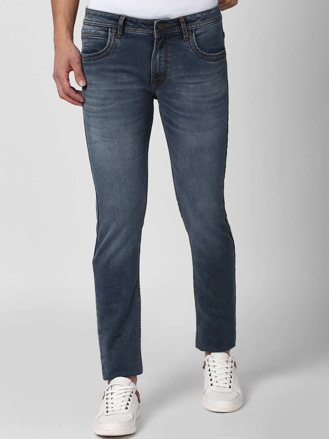 

Peter England Casuals Men Mid-Rise Slim Fit Heavy Fade Jeans, Navy blue