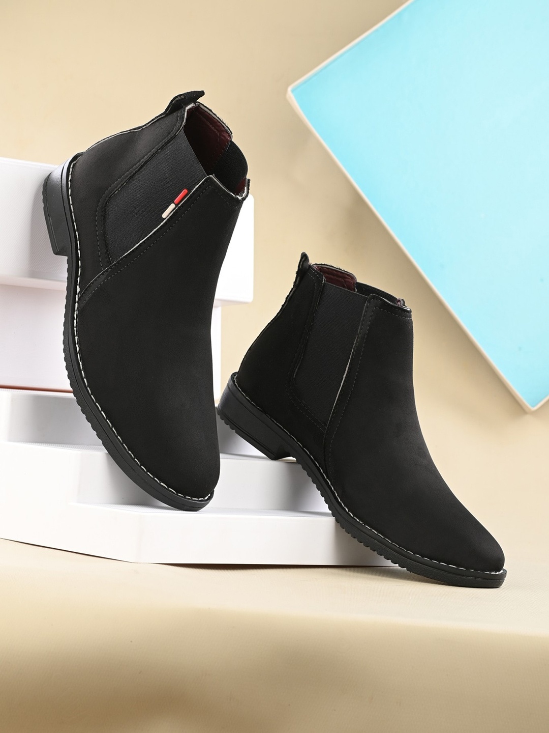 

JOKATOO Men Mid-Top Block Heel Chelsea Boots, Black