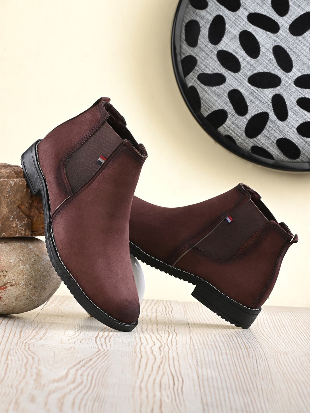 

JOKATOO Men Mid-Top Block Heel Chelsea Boots, Brown
