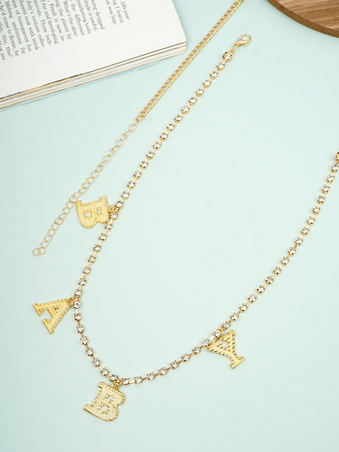 

Ferosh Baby Text Charm Waist Chain, Gold