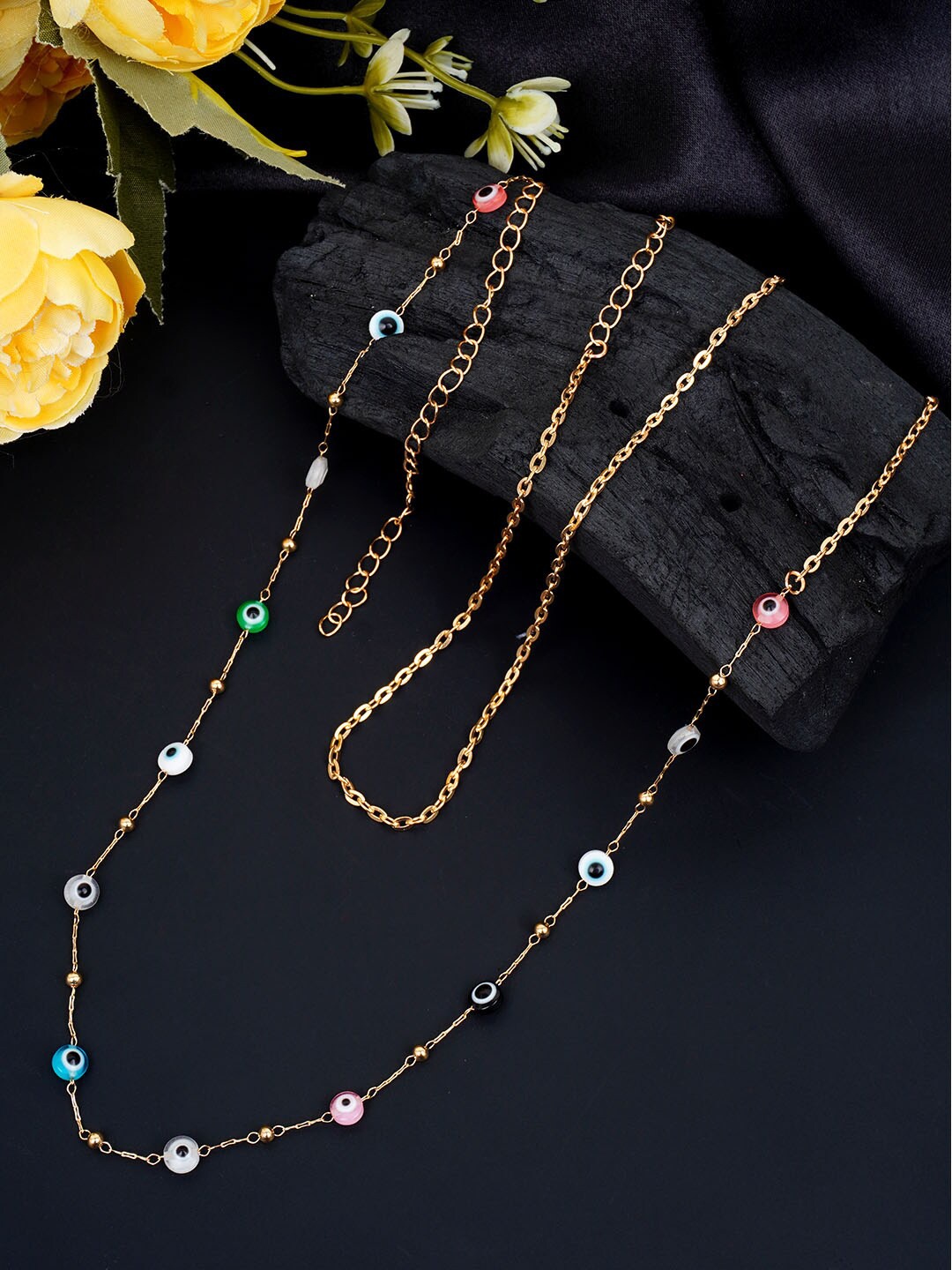 

Ferosh Evil Eye Beaded Belly Chain, Gold