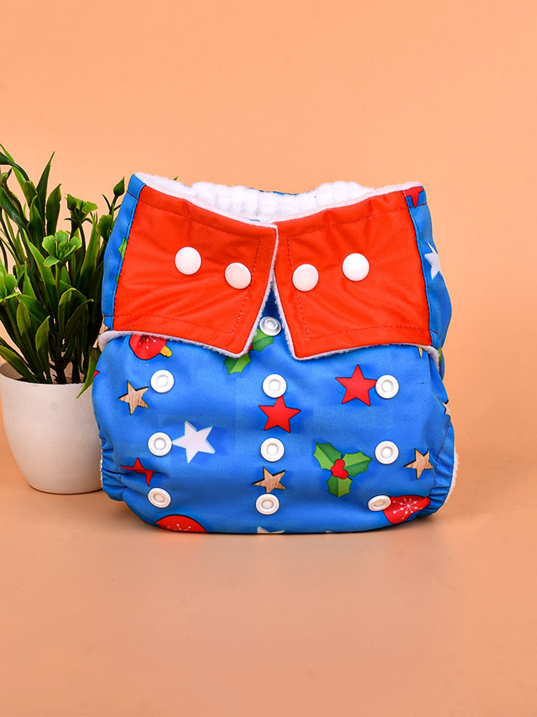 

Moms Home Infants Reusable Cotton Printed Pocket Diaper With 1 Insert, Blue