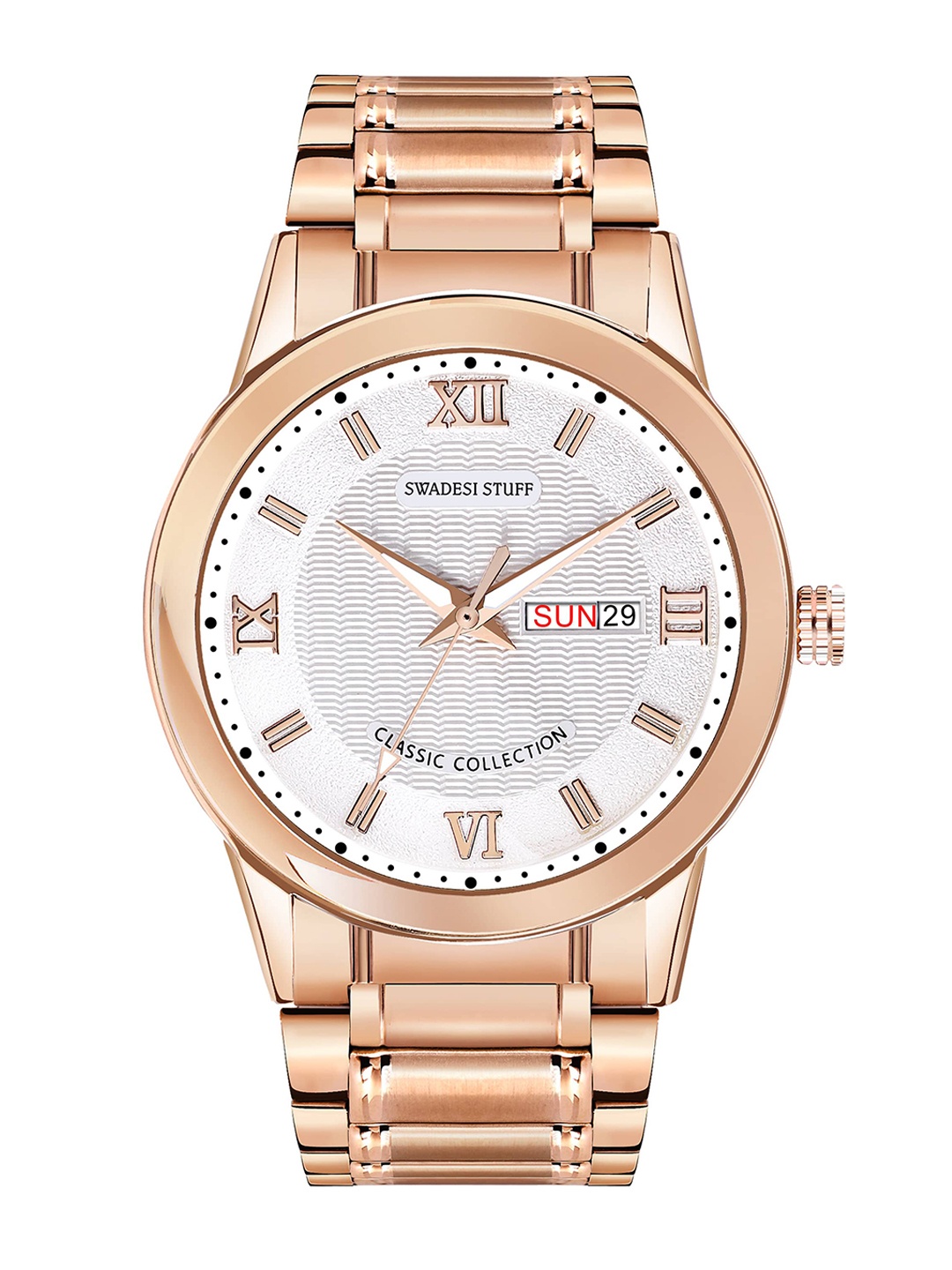

SWADESI STUFF Men Stainless Steel Bracelet Style Straps Analogue Watch SF0519 ROSE