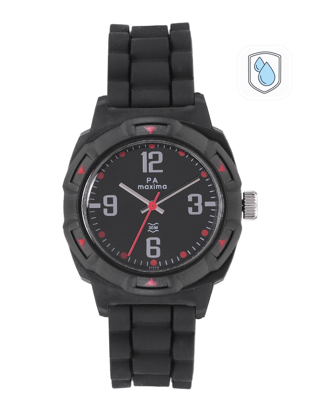 

maxima Men Black Brass Dial & Black Bracelet Style Straps Analogue Watch 27672PPGW