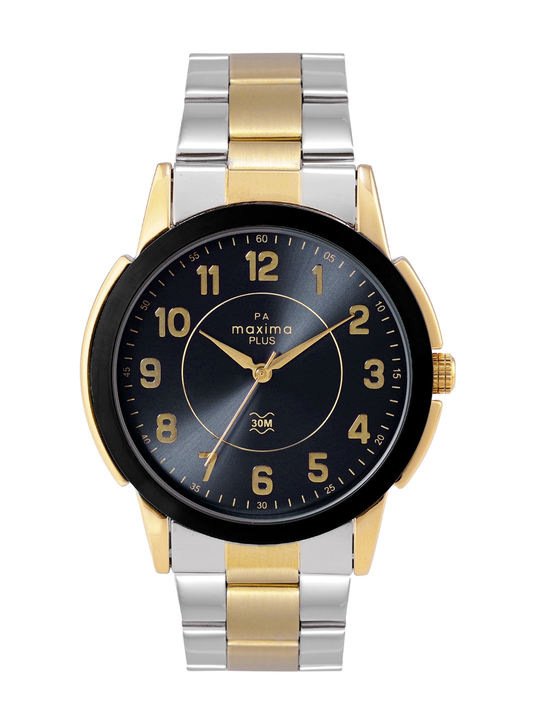 

maxima Men Gold Brass Dial & Stainless Steel Bracelet Style Analogue Watch 51862CAGT, Black