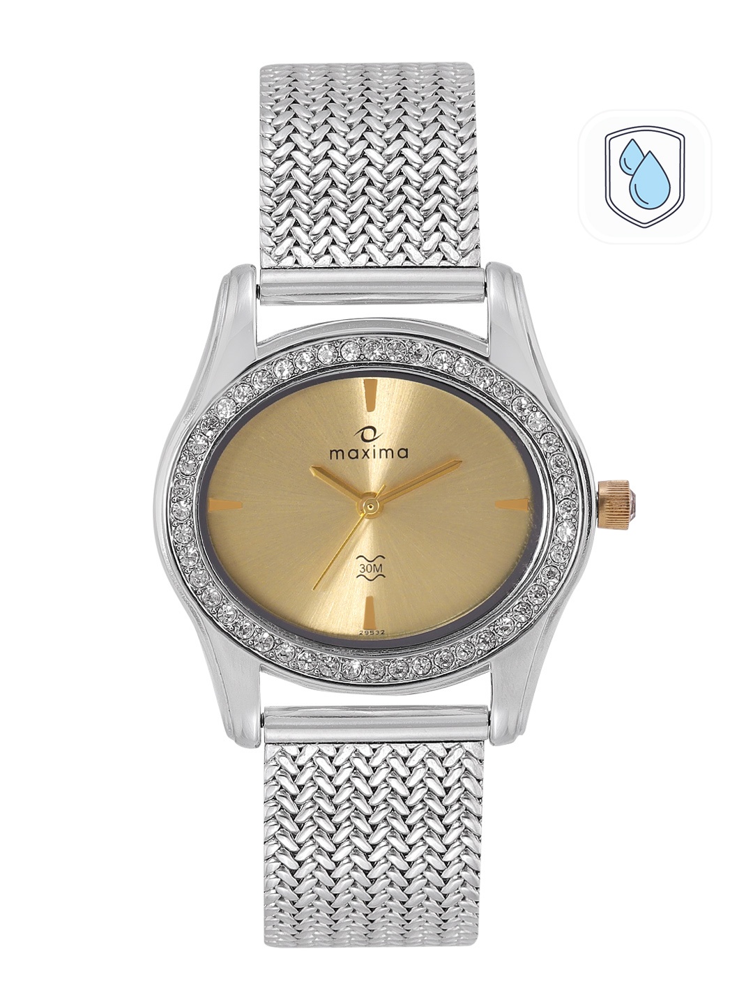 

maxima Women Stainless Steel Bracelet Style Straps Analogue Watch 48641CMLI, Gold