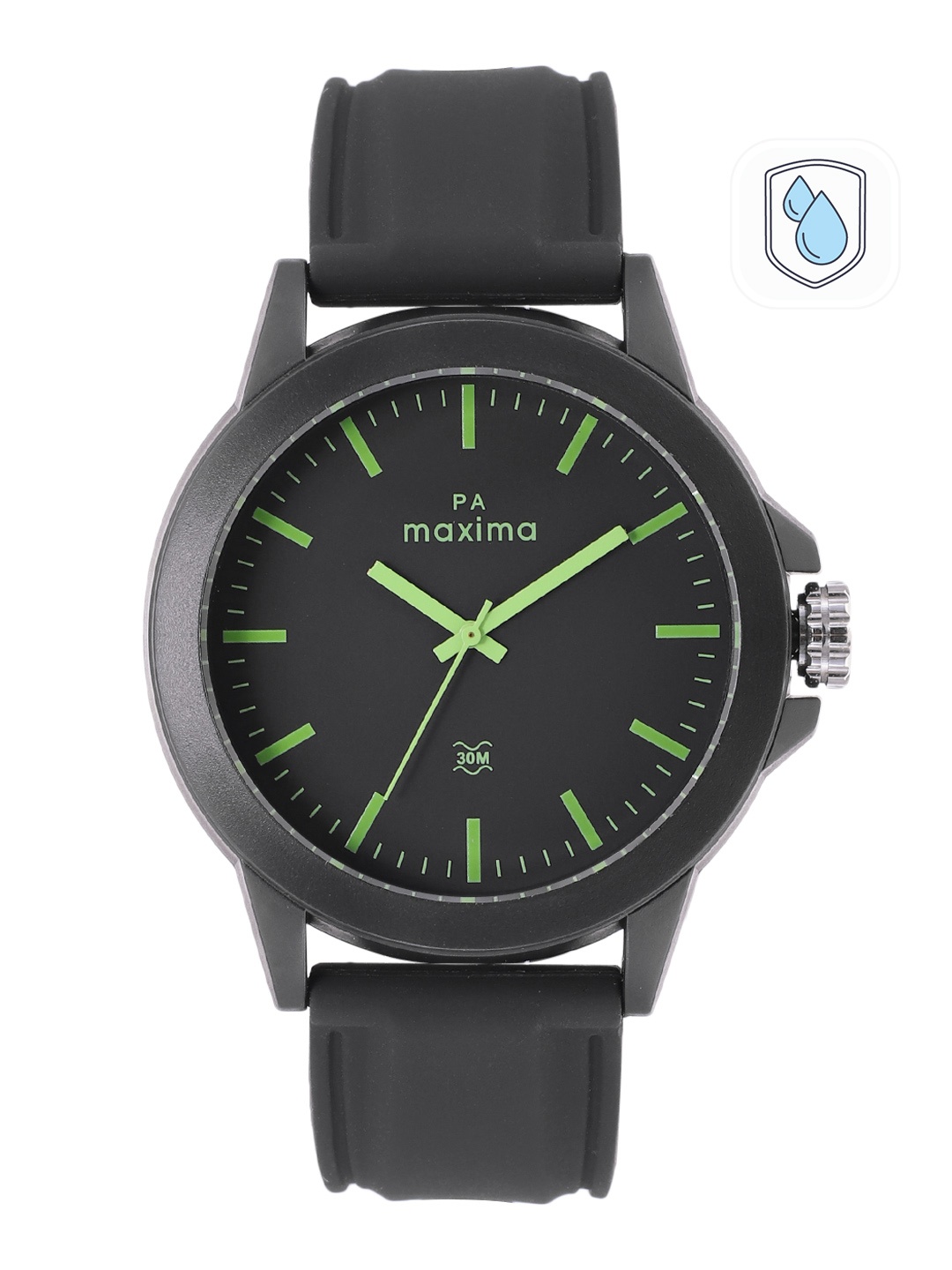 

maxima Men Black Brass Dial & Black Straps Analogue Watch 58277PPGW