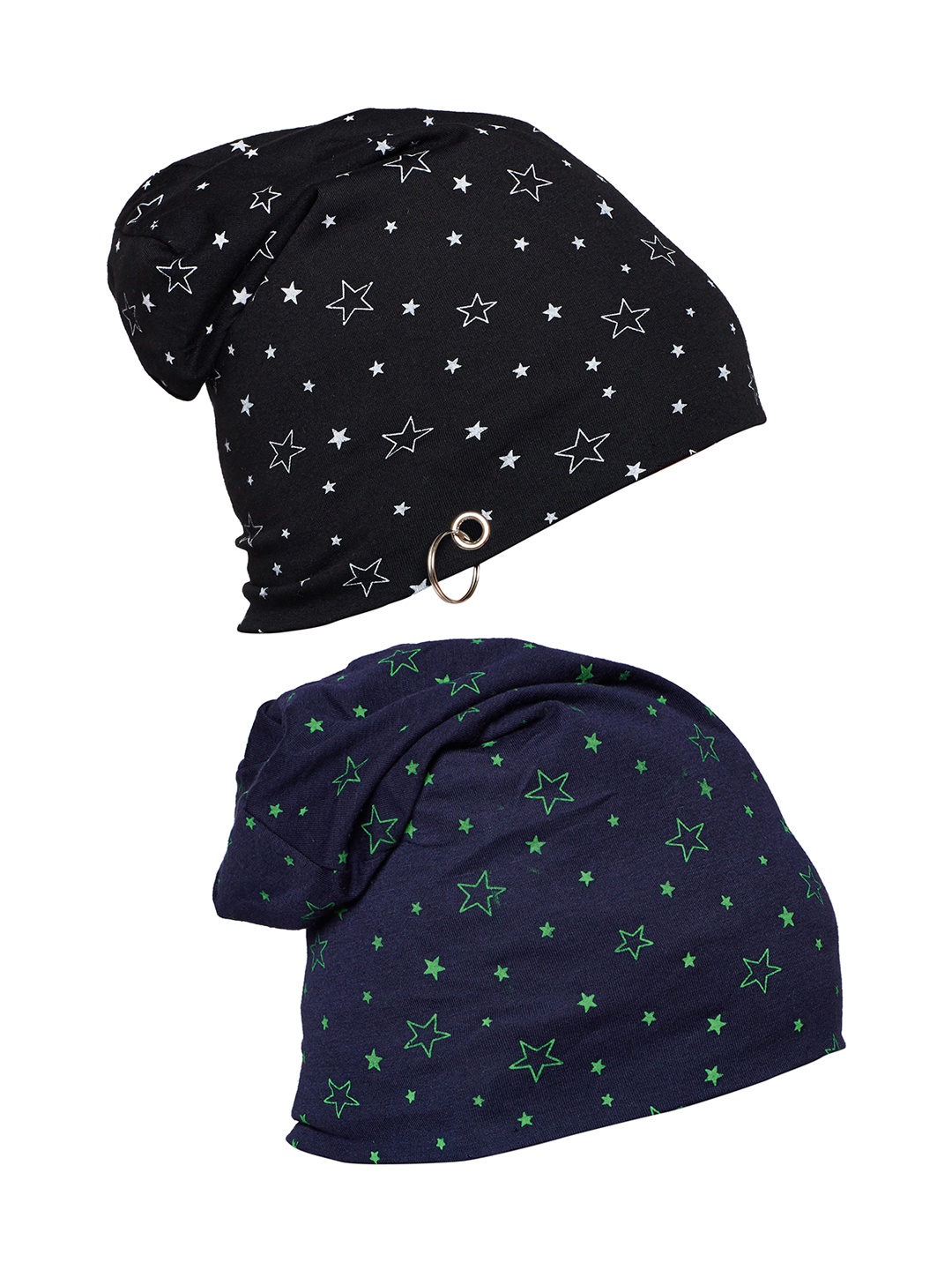 

MACK JONNEY Men Set of 2 Printed Beanies, Navy blue