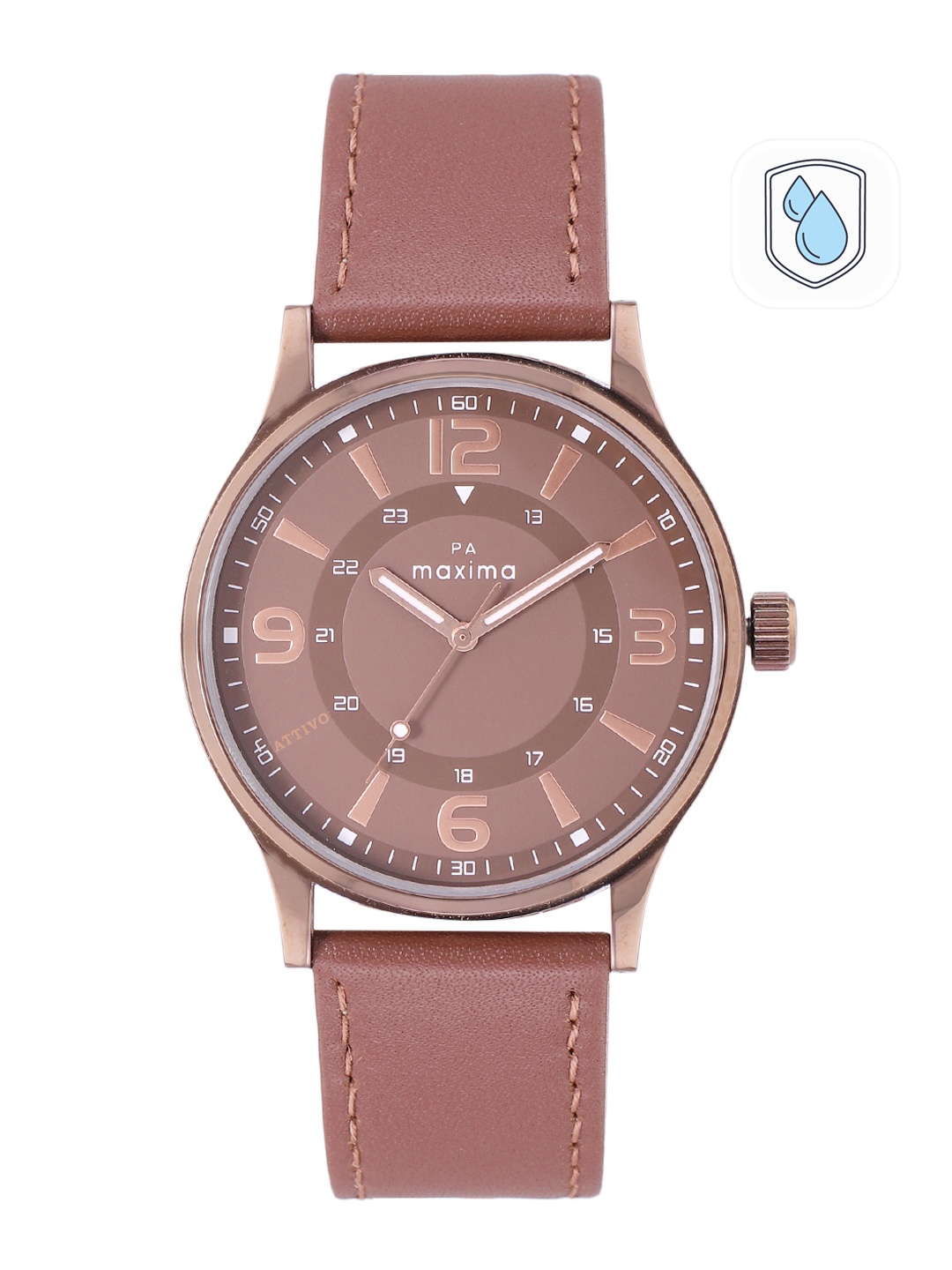 

maxima Men Brown Brass Dial & Brown Leather Straps Analogue Watch 59430LMGE