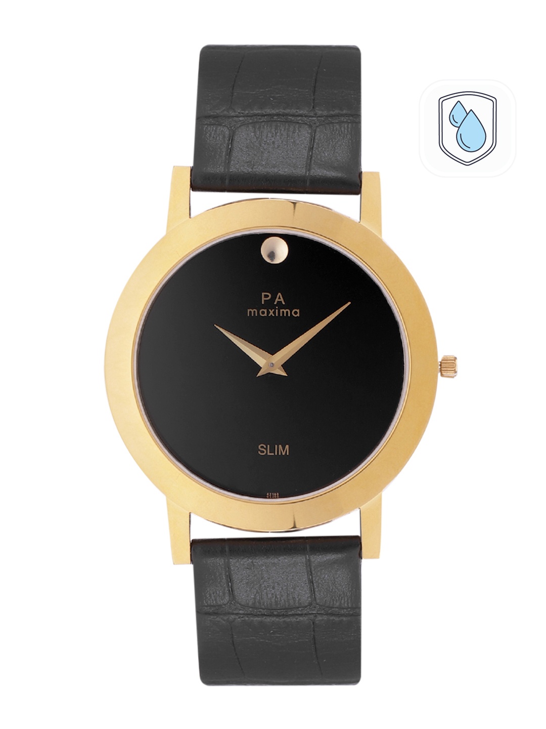 

maxima Men Leather Straps Analogue Watch 42100LMGY, Black