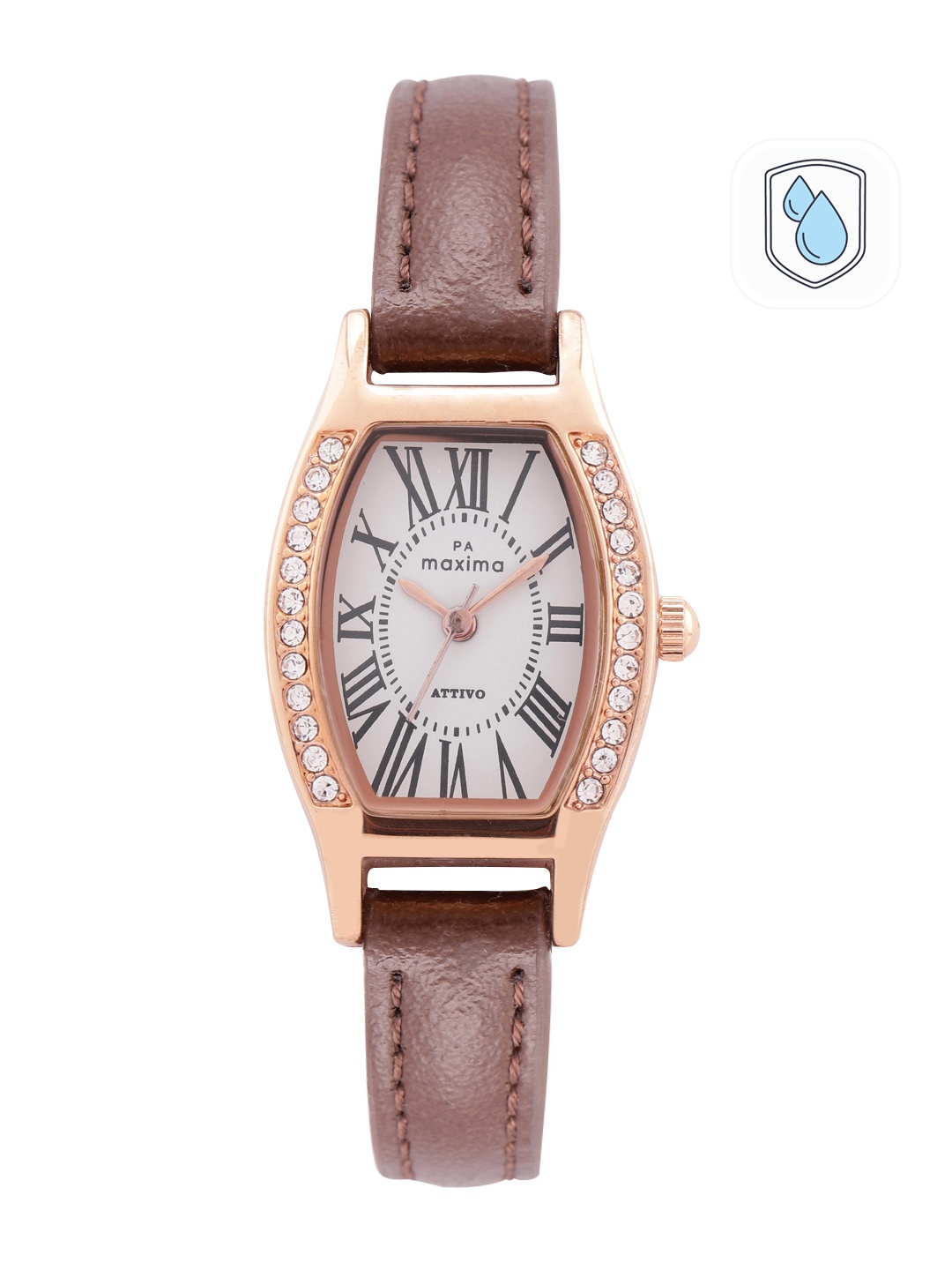 

maxima Women Embellished Analogue Watch 60400LMLR, White