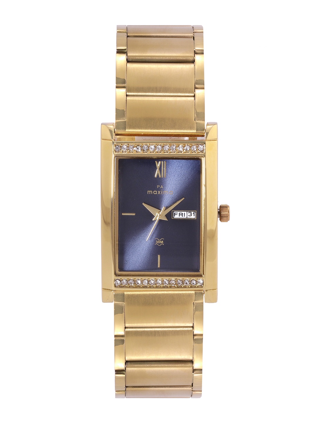 

maxima Men Stainless Steel Bracelet Style Straps Analogue Watch 58605CMGY, Navy blue