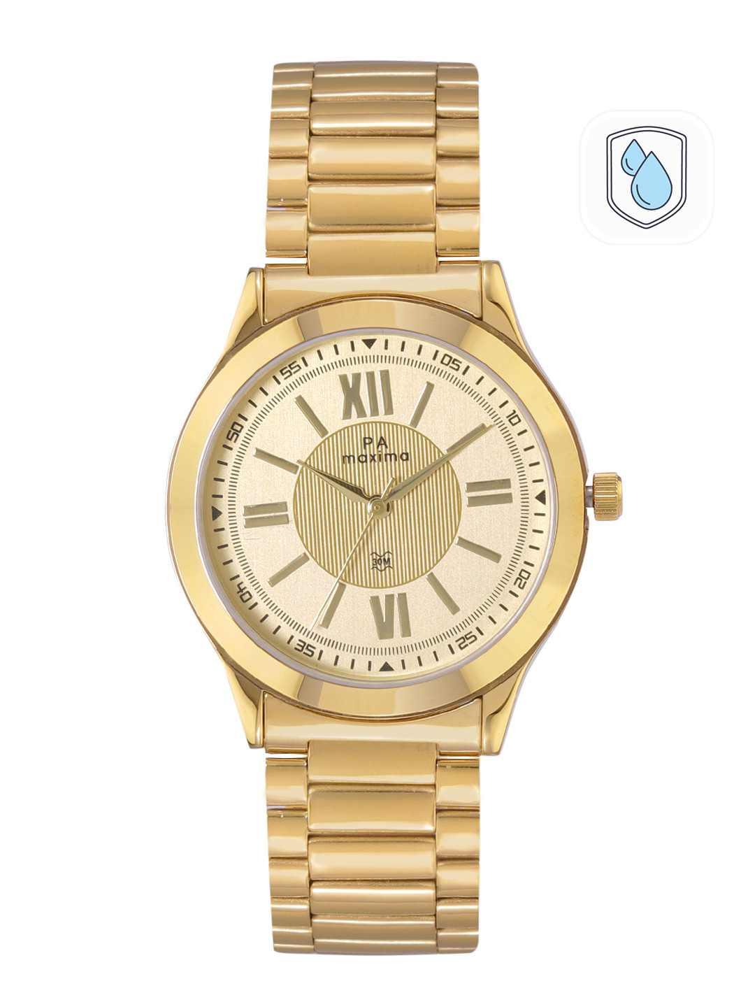 

maxima Men Gold Stainless Steel Bracelet Style Straps Analogue Watch 34651CMGY