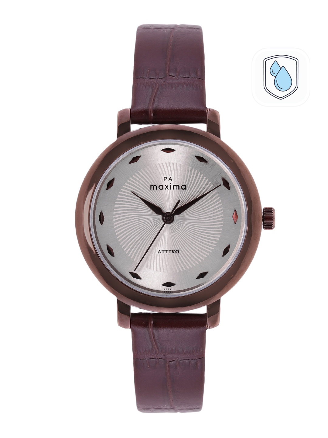 

maxima Women Leather Straps Regular Analogue Watch 65681LMLE, Silver