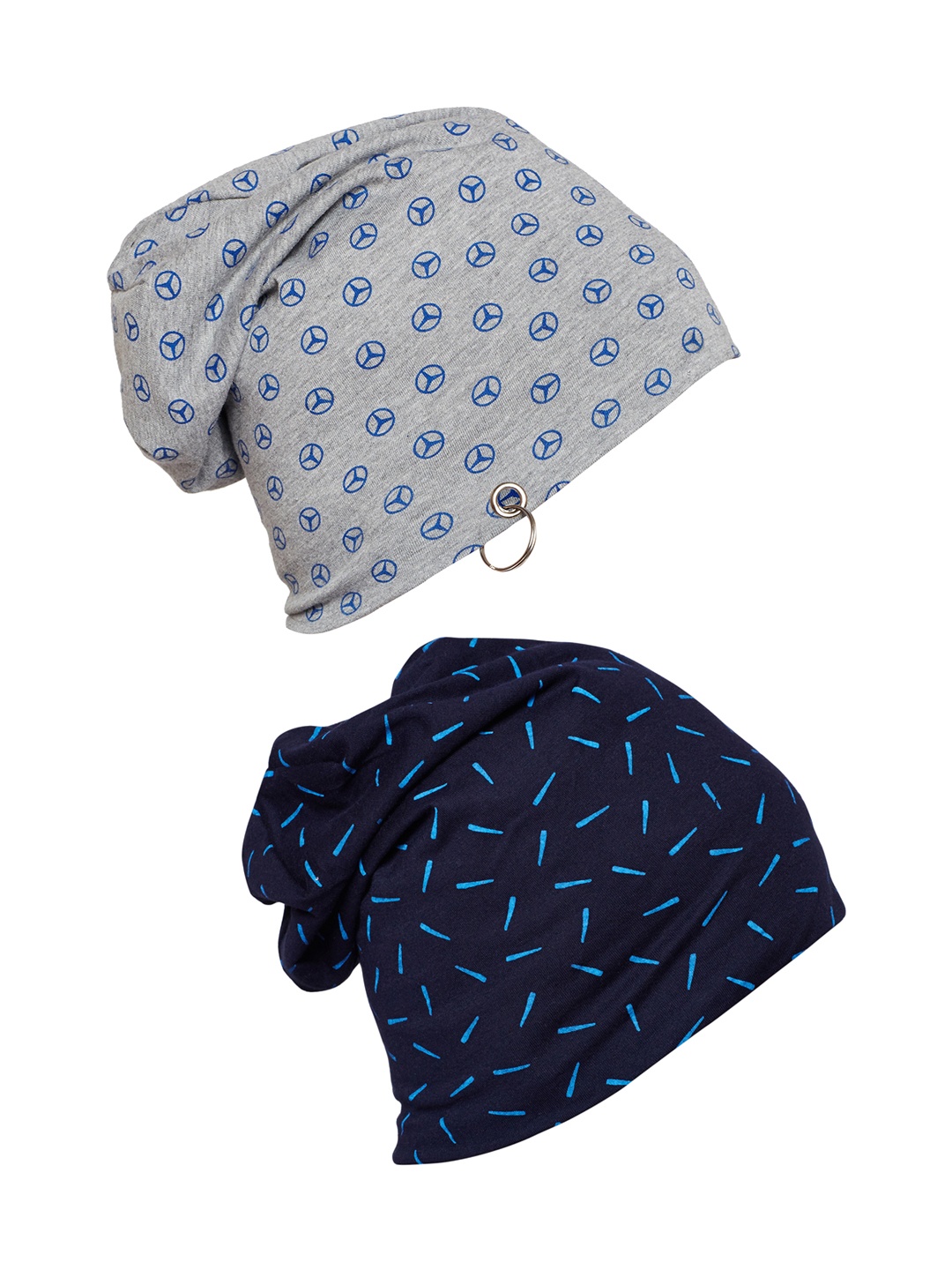 

VIMAL Men Set of 2 Printed Beanies, Navy blue