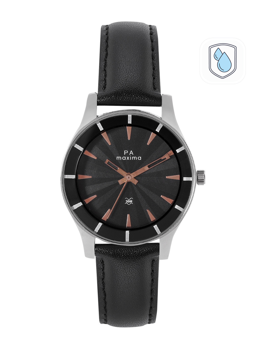 

maxima Women Leather Straps Regular Analogue Watch 41283LMLI, Black