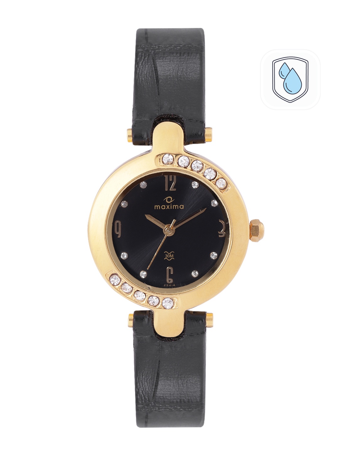 

maxima Women Leather Straps Analogue Watch 29414LMLY, Black