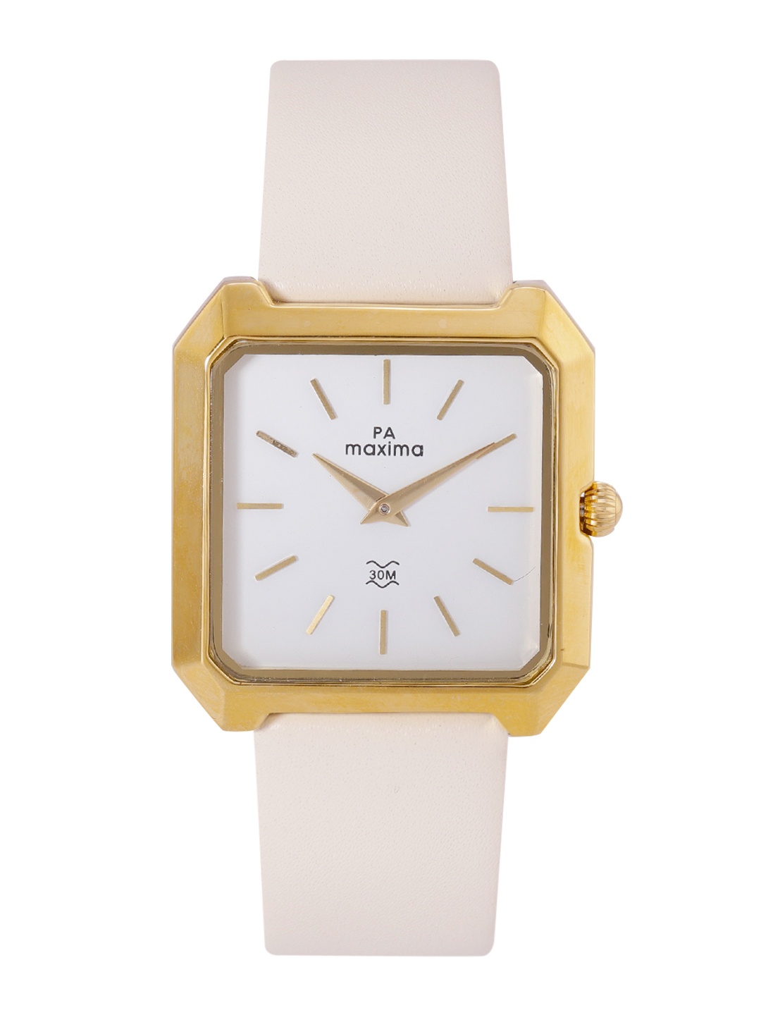 

maxima Women Leather Straps Analogue Watch 58190LMLY, White