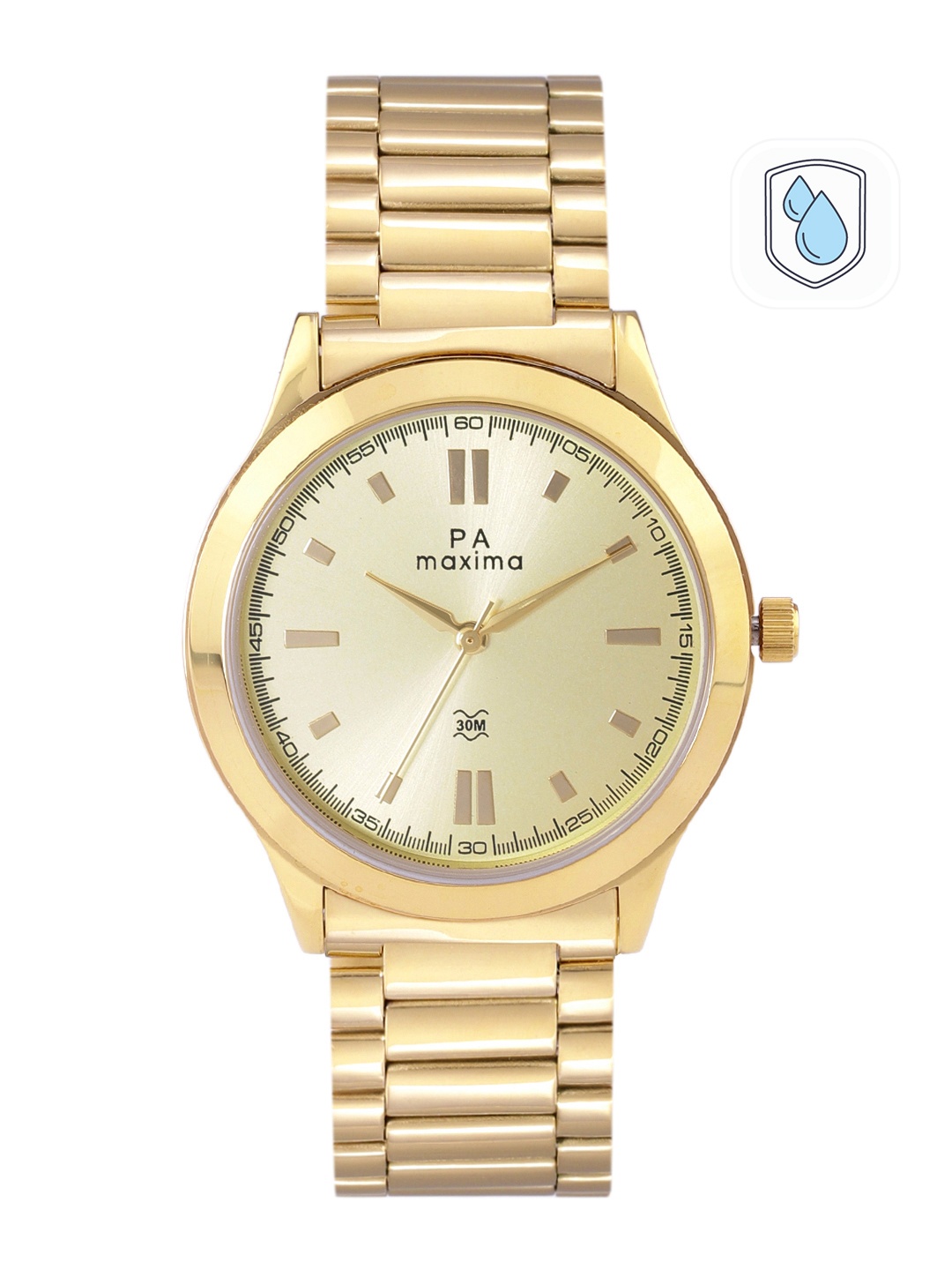 

maxima Men Stainless Steel Bracelet Style Straps Analogue Watch 34654CMGY, Gold