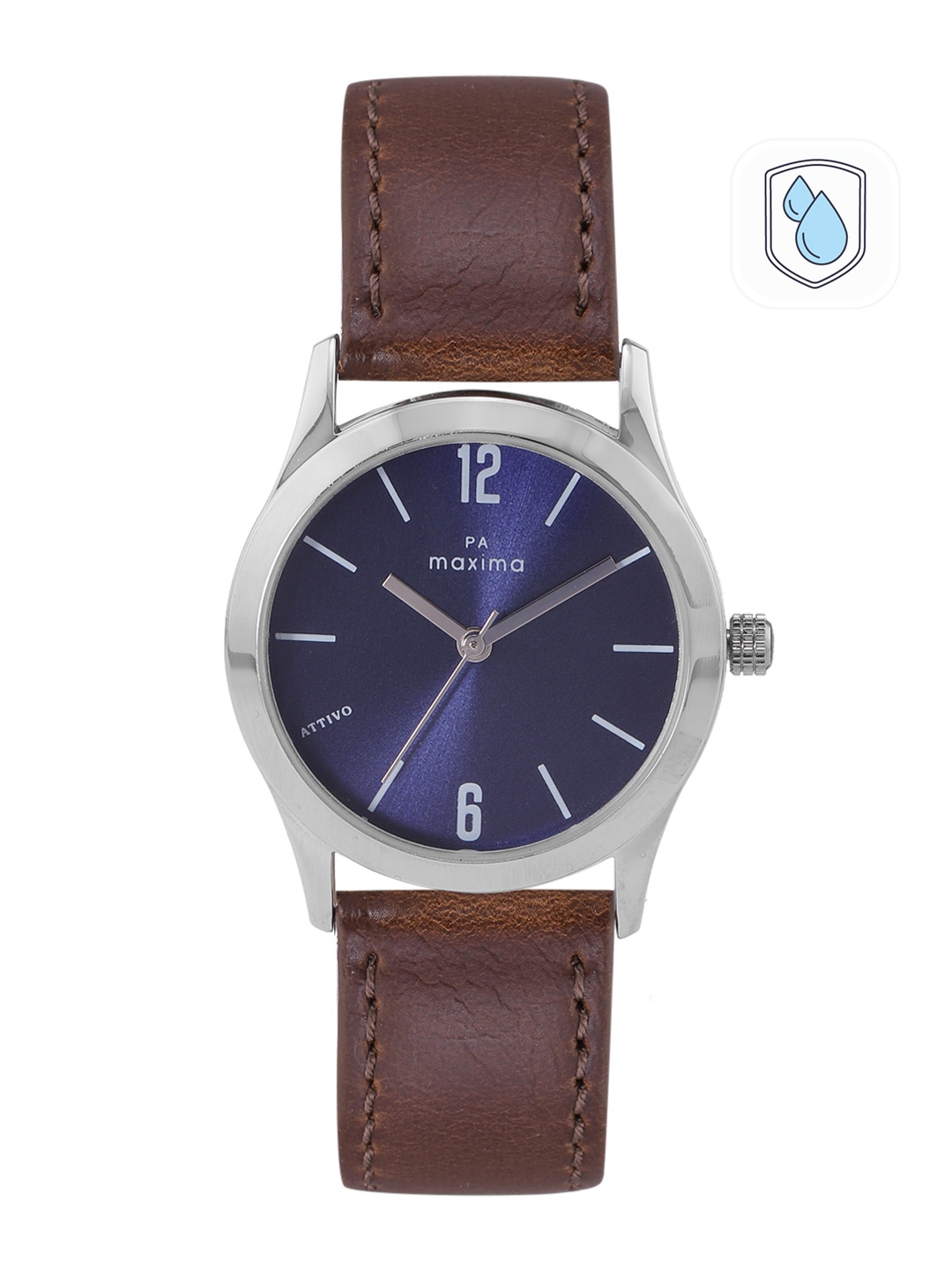 

maxima Women Blue Brass Dial & Brown Leather Straps Analogue Watch 65141LMLI