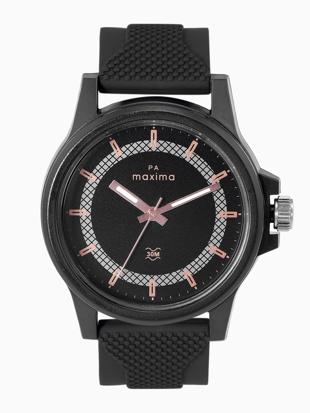 

maxima Men Silicon Straps Analogue Watch 66930PPGW, Black