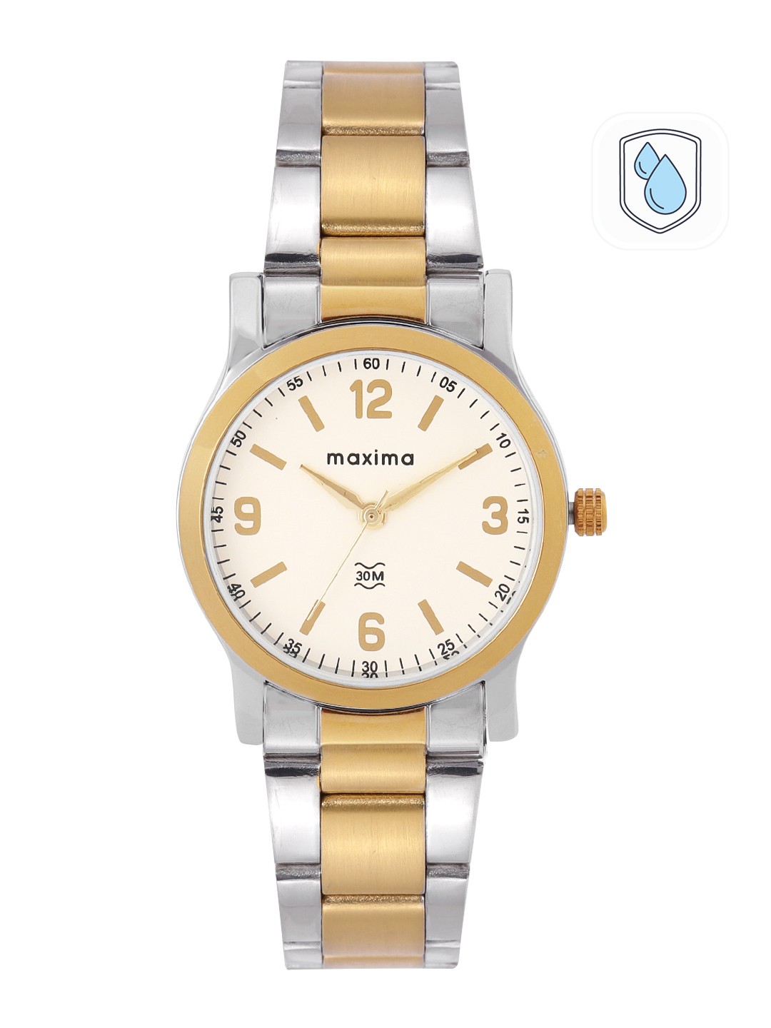 

maxima Women Stainless Steel Bracelet Style Straps Analogue Watch 54081CMLT, Cream