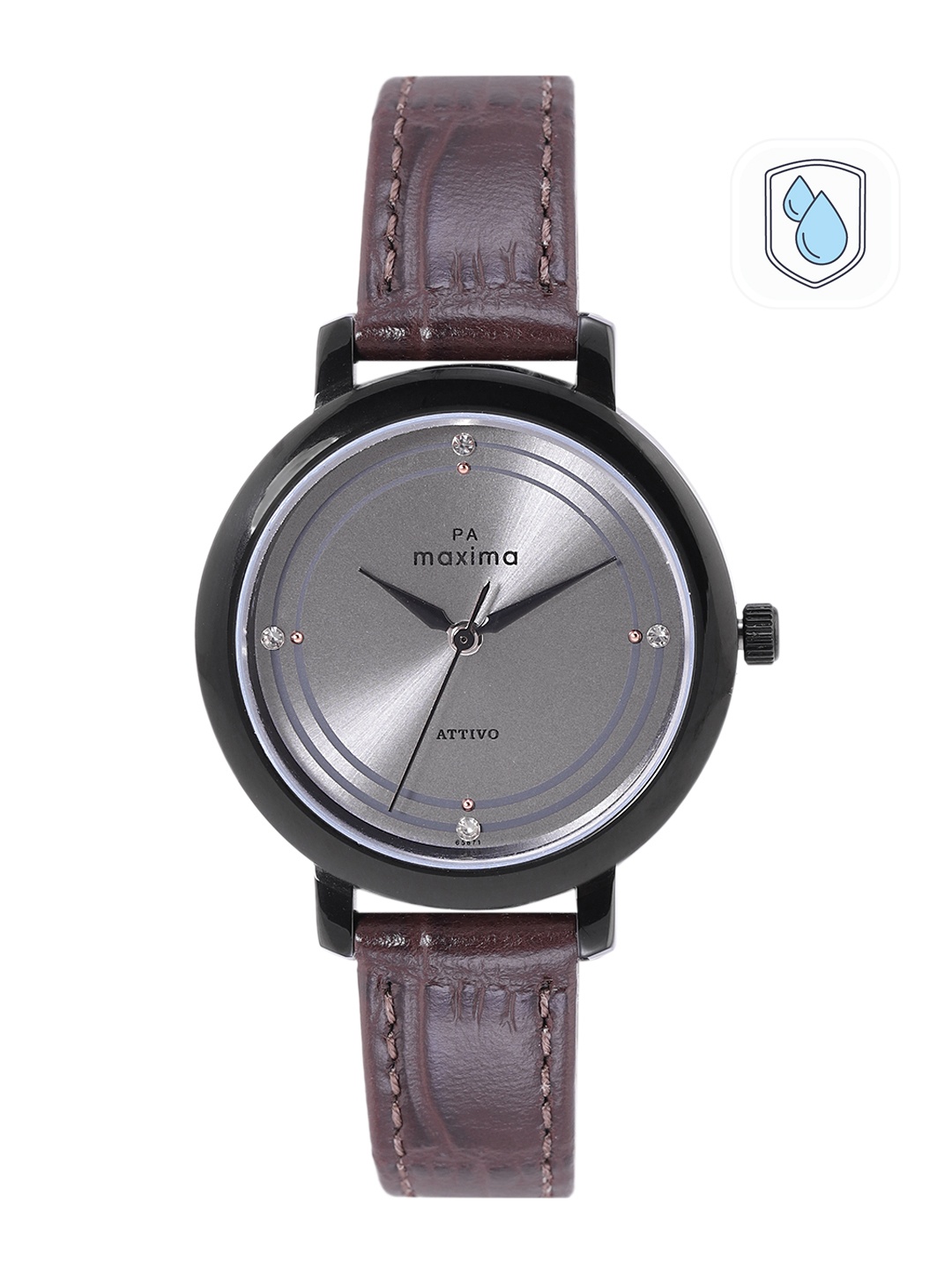 

maxima Women Stainless Steel Dial & Leather Straps Analogue Watch 65671LMLB, Grey