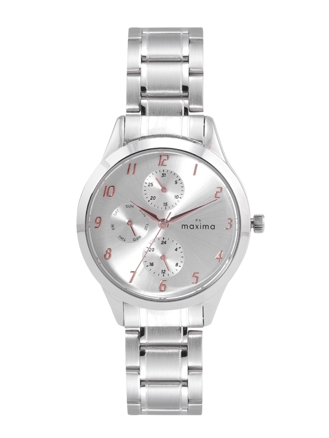 

maxima Women Bracelet Style Straps Analogue Multi Function Watch 67450CMLI, Silver