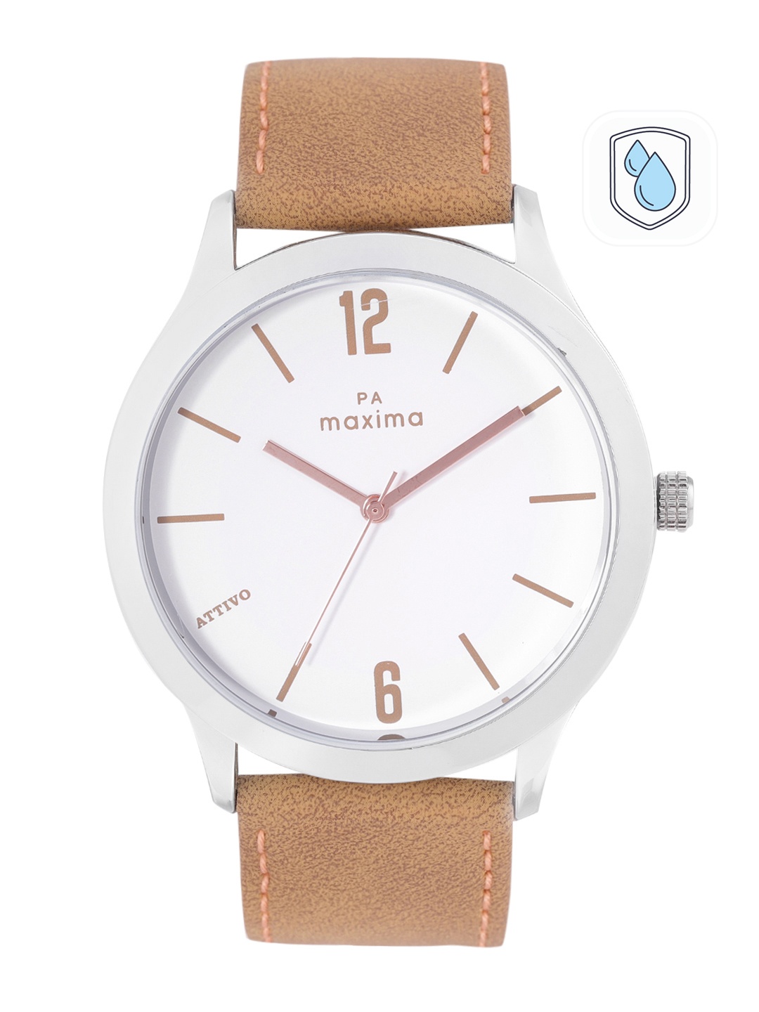 

maxima Men Brass Dial & Leather Straps Analogue Watch 65072LMGI, White