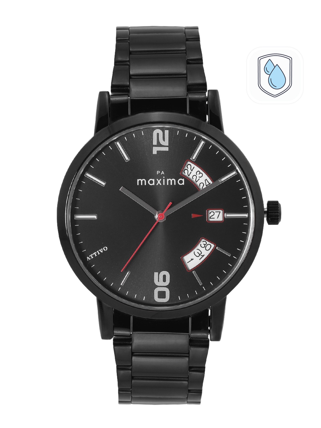 

maxima Men Stainless Steel Bracelet Style Straps Analogue Watch 67061CMGB, Black