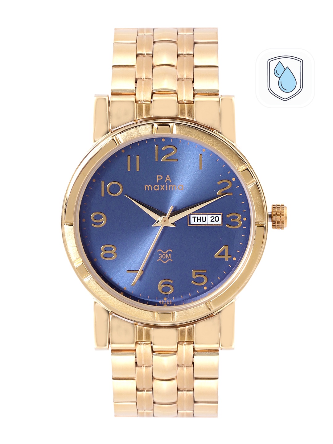 

maxima Men Gold Analogue Watch 49723CMGY, Blue