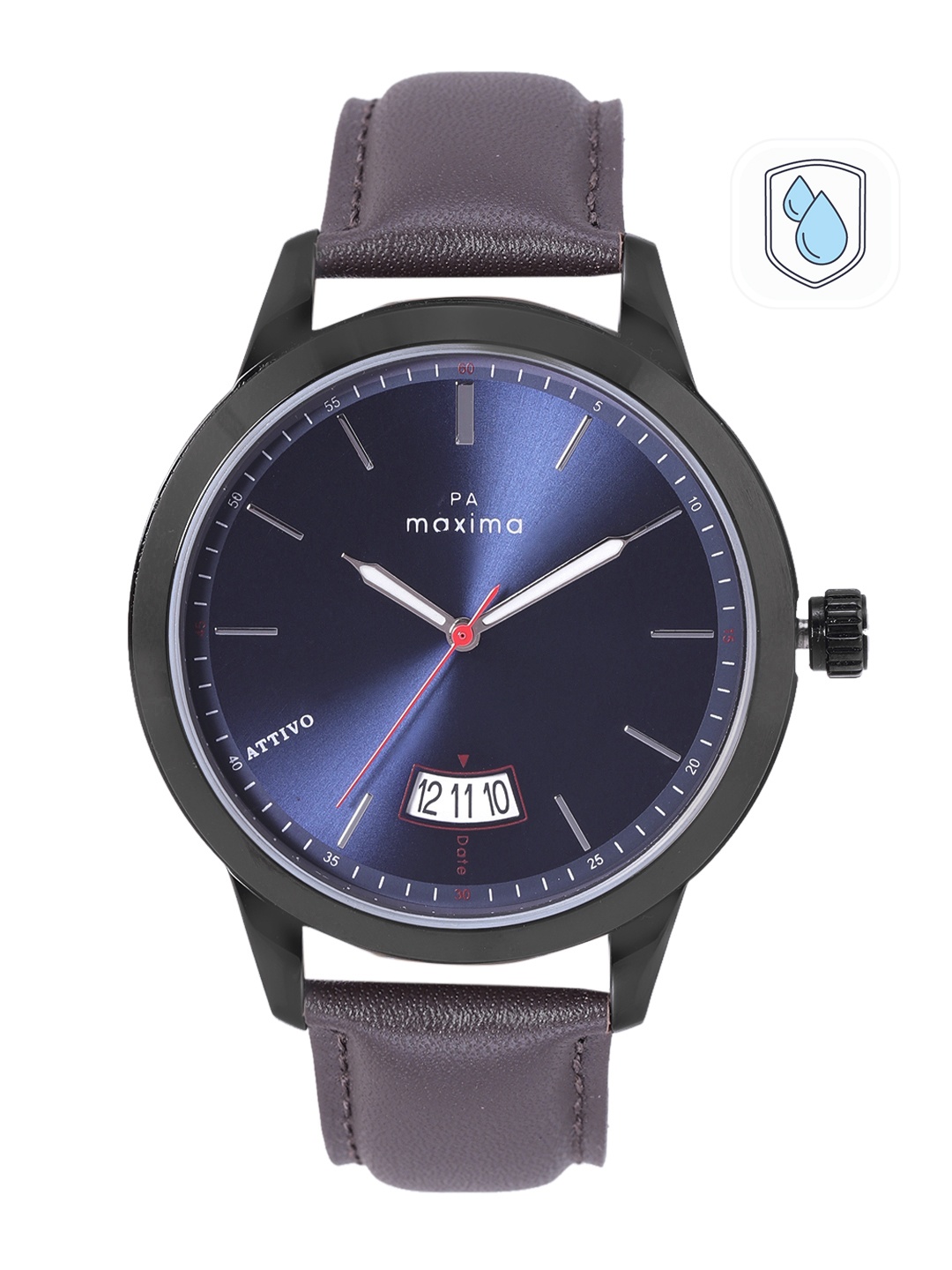 

maxima Men Brass Dial Leather Straps Analogue Watch 57721LMGB, Blue