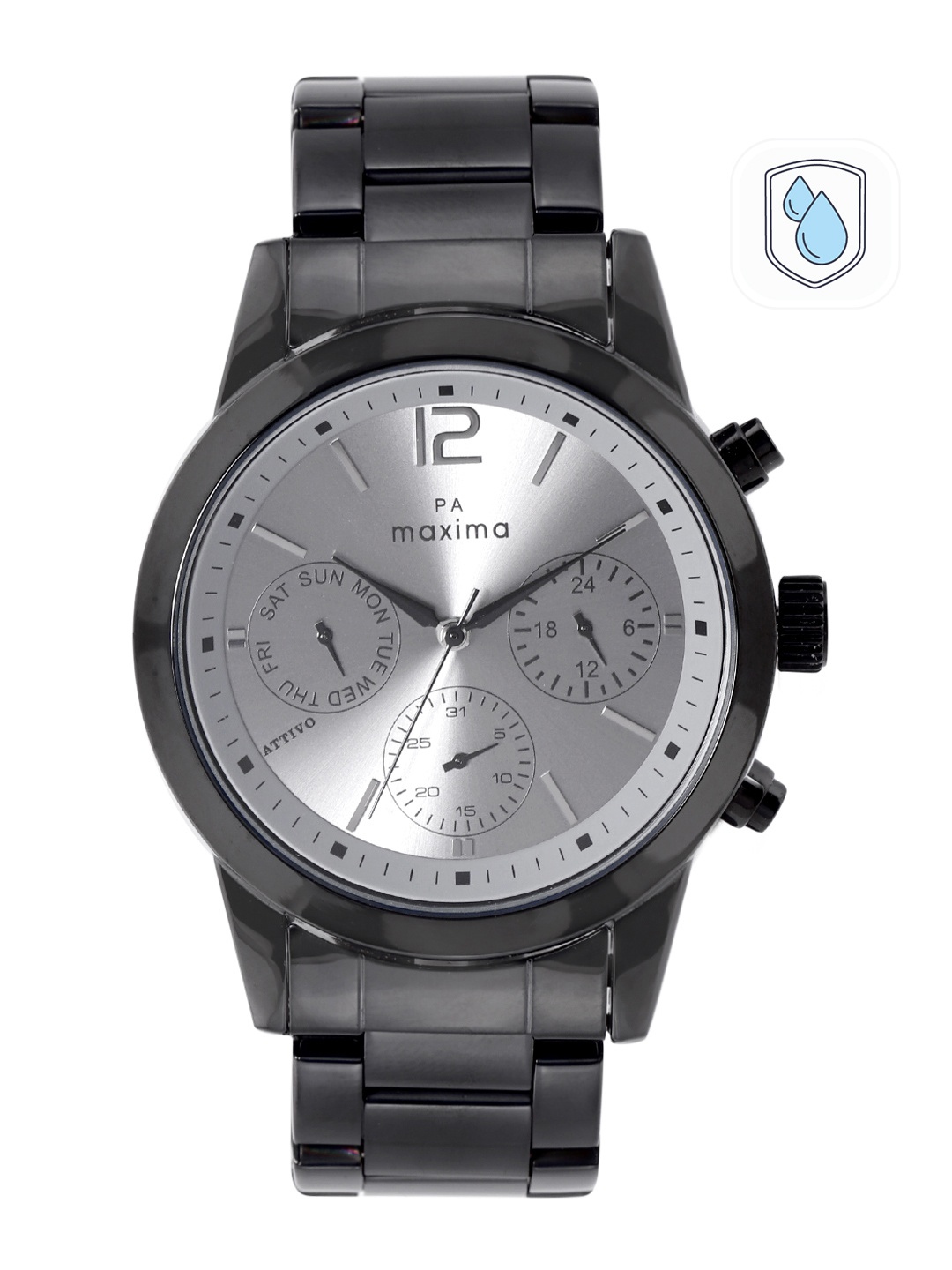 

maxima Men Bracelet Style Straps Analogue Chronograph Watch 64383CMGB, Grey