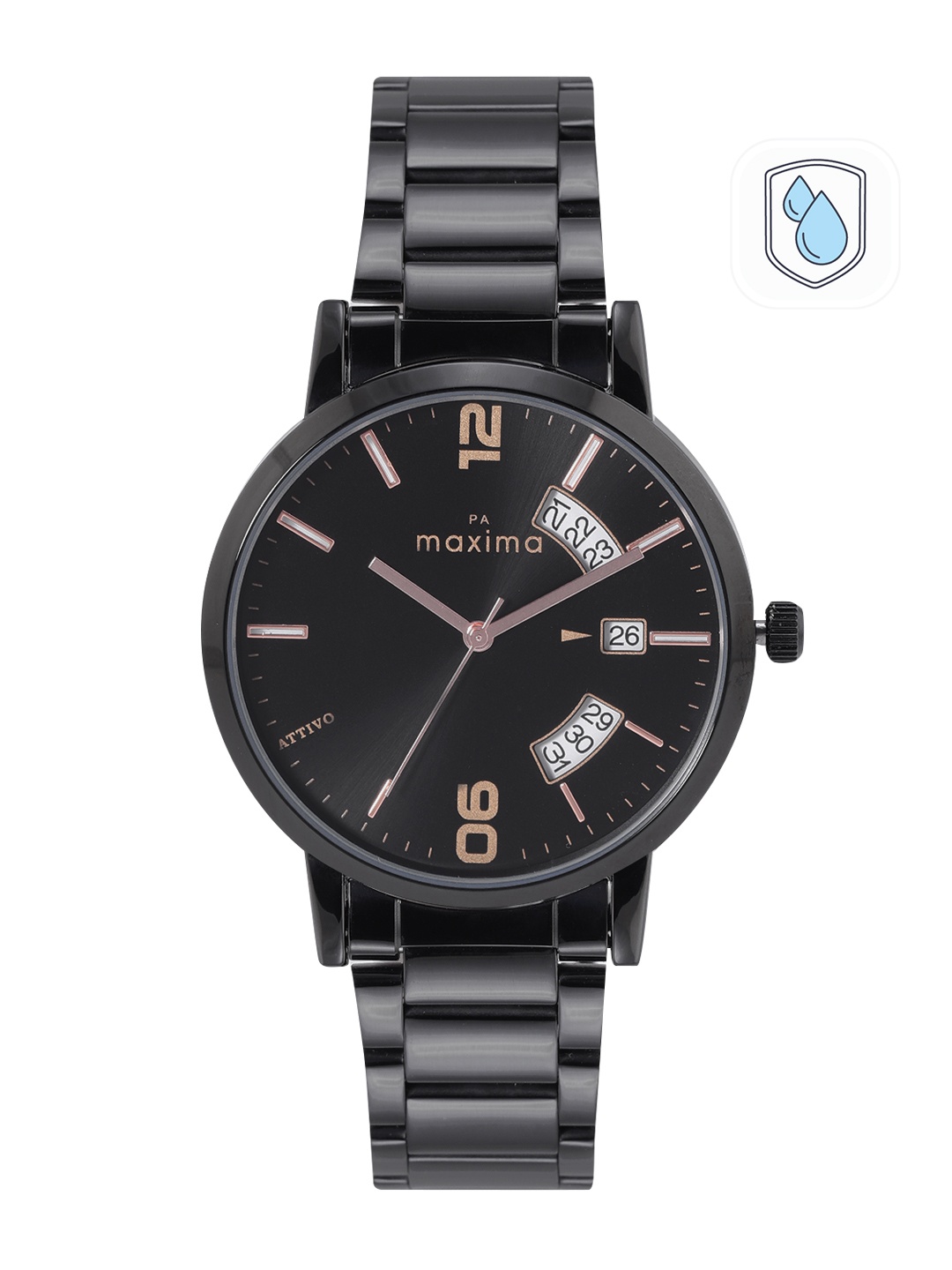 

maxima Men Bracelet Style Straps Analogue Watch 67060CMGB, Black