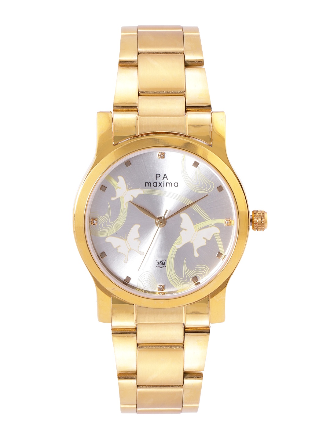 

maxima Women Printed Dial Bracelet Style Straps Analogue Watch 63605CMLY, Silver