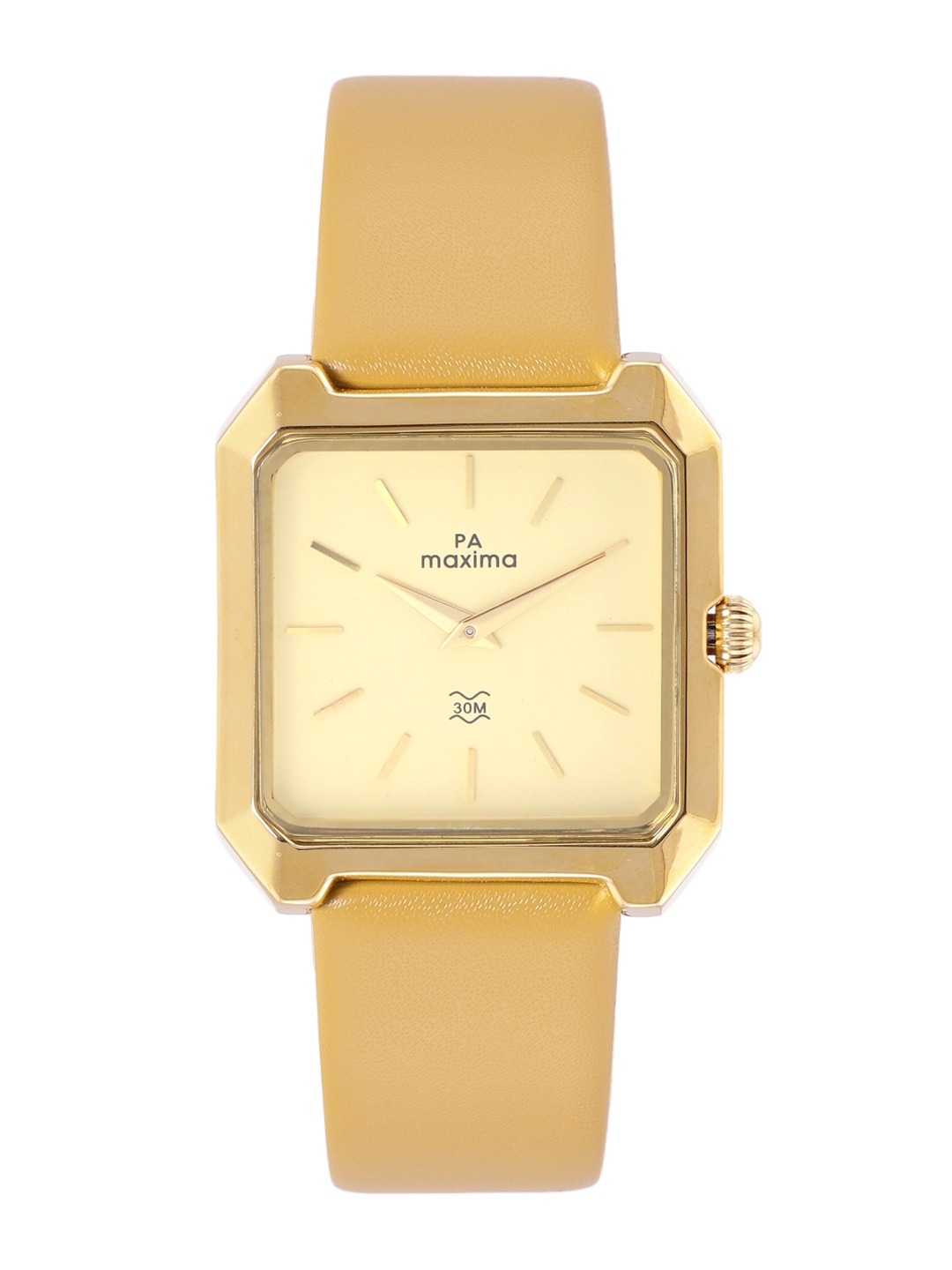 

maxima Women Leather Straps Analogue Watch 58192LMLY, Gold