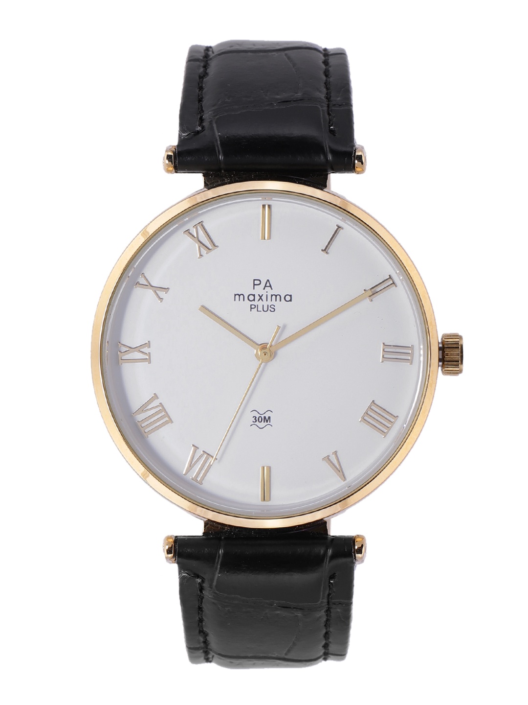 

maxima Men Brass Dial & Leather Straps Analogue Watch 54711LAGY, White